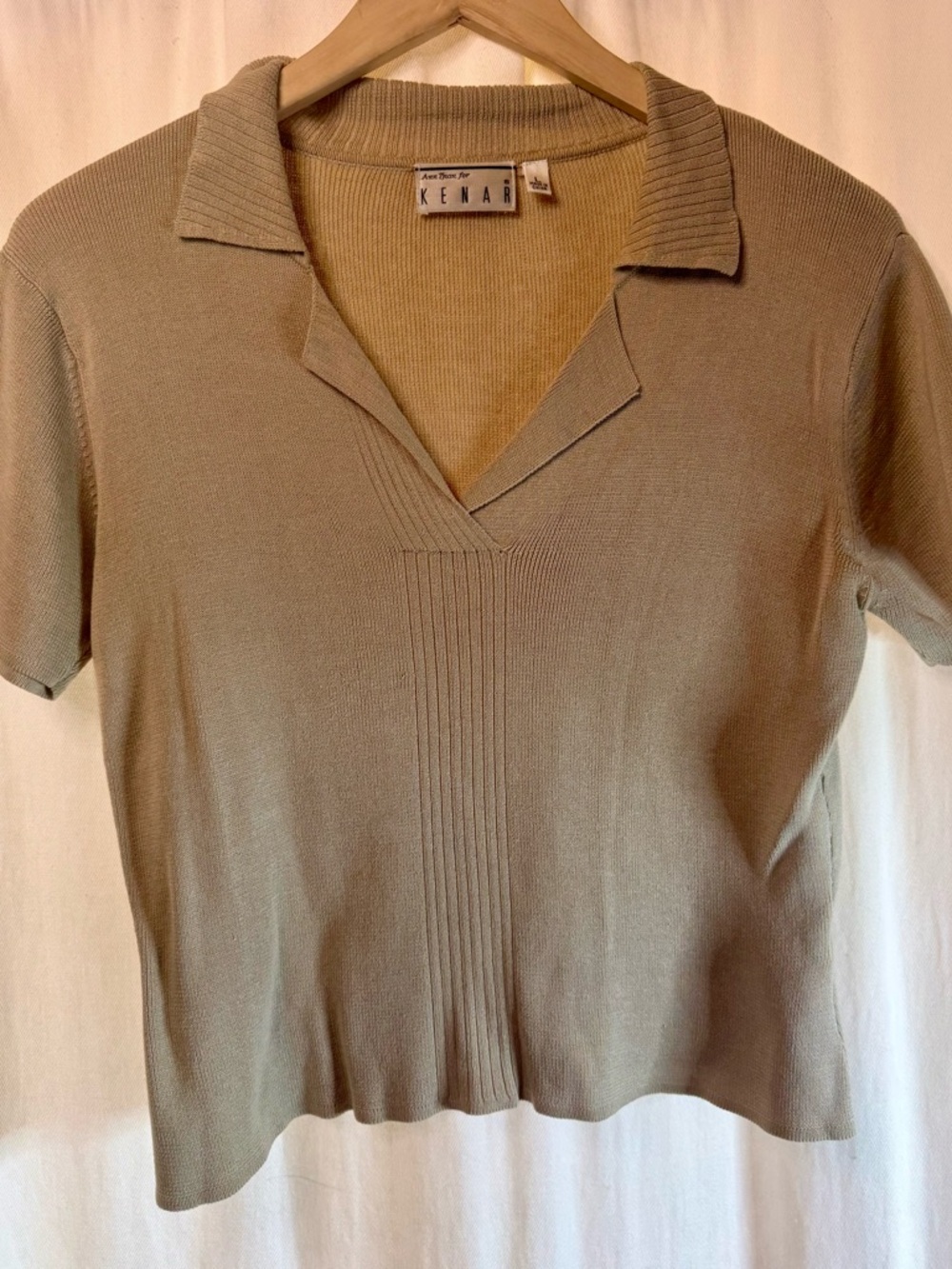 Ann Tijan x Kenar Short Sleeve Knit Polo in Taupe